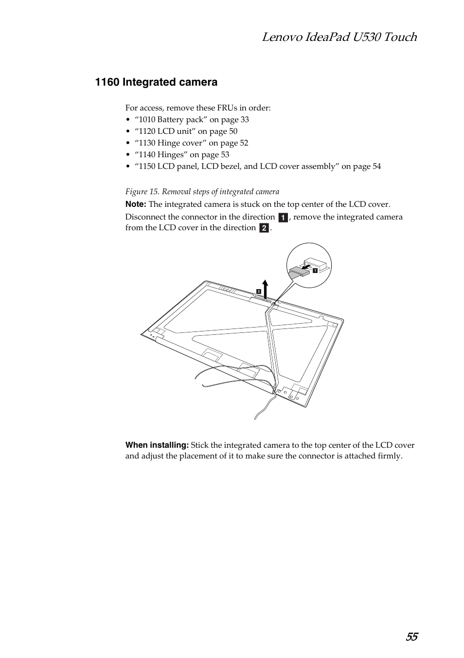 1160 integrated camera, 1170 integrated camera, Lenovo ideapad u530 touch | Lenovo IdeaPad U530 Touch Notebook User Manual | Page 59 / 77