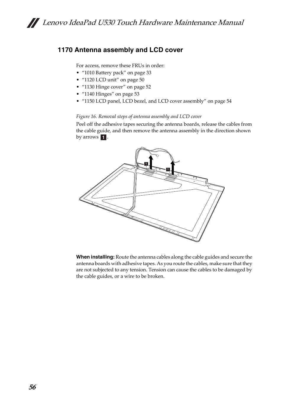 1170 antenna assembly and lcd cover, 1180 antenna assembly and lcd cover | Lenovo IdeaPad U530 Touch Notebook User Manual | Page 60 / 77