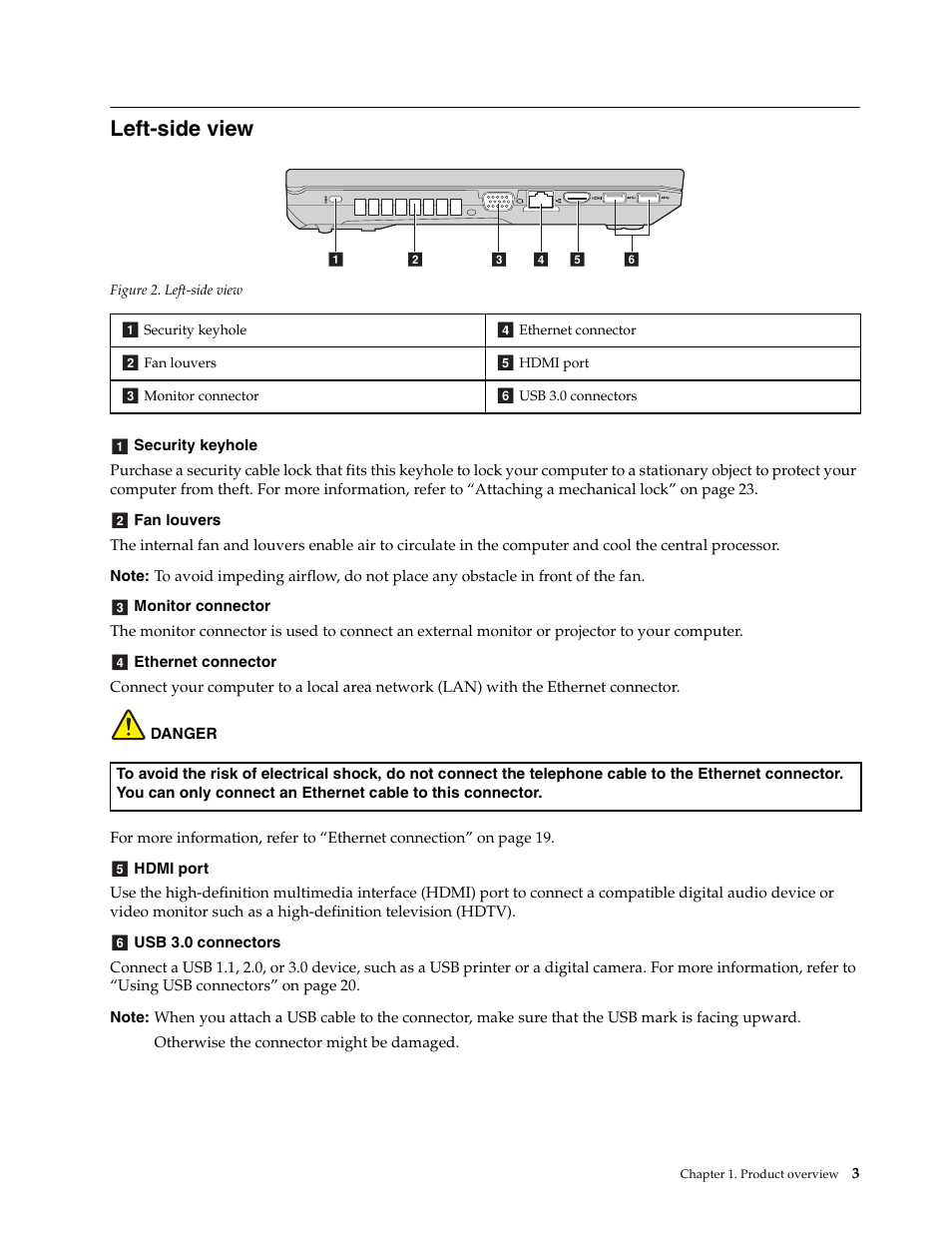 Left-side view | Lenovo E4430 User Manual | Page 17 / 76