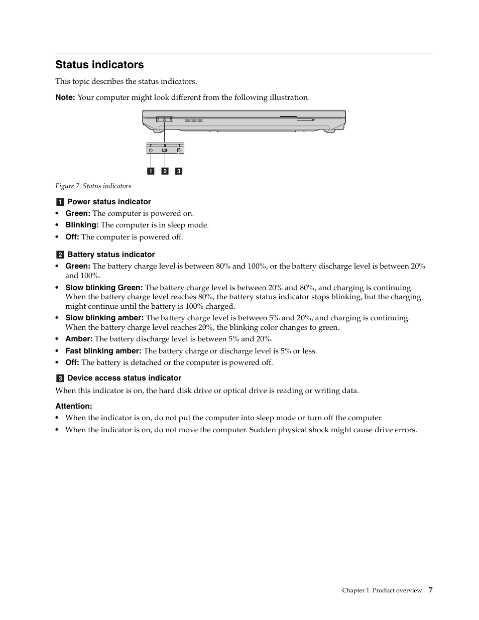 Status indicators | Lenovo E4430 User Manual | Page 21 / 76