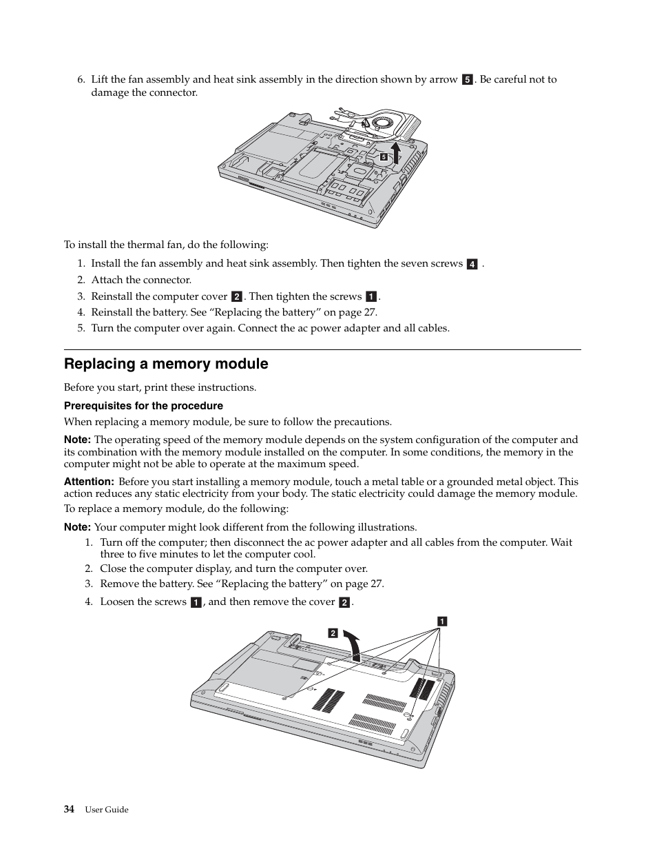 Replacing a memory module | Lenovo E4430 User Manual | Page 48 / 76