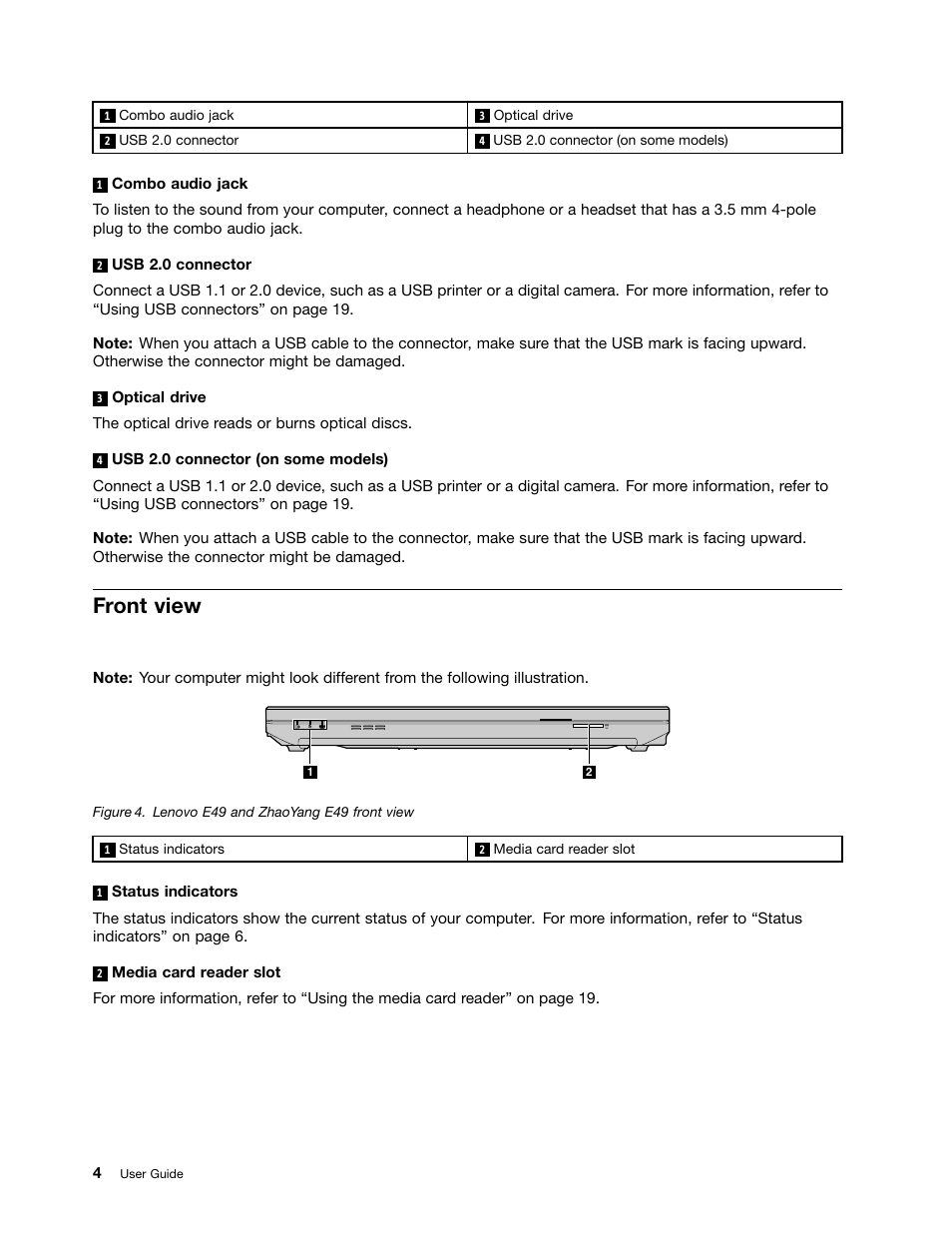 Front view | Lenovo E49 Notebook User Manual | Page 18 / 80