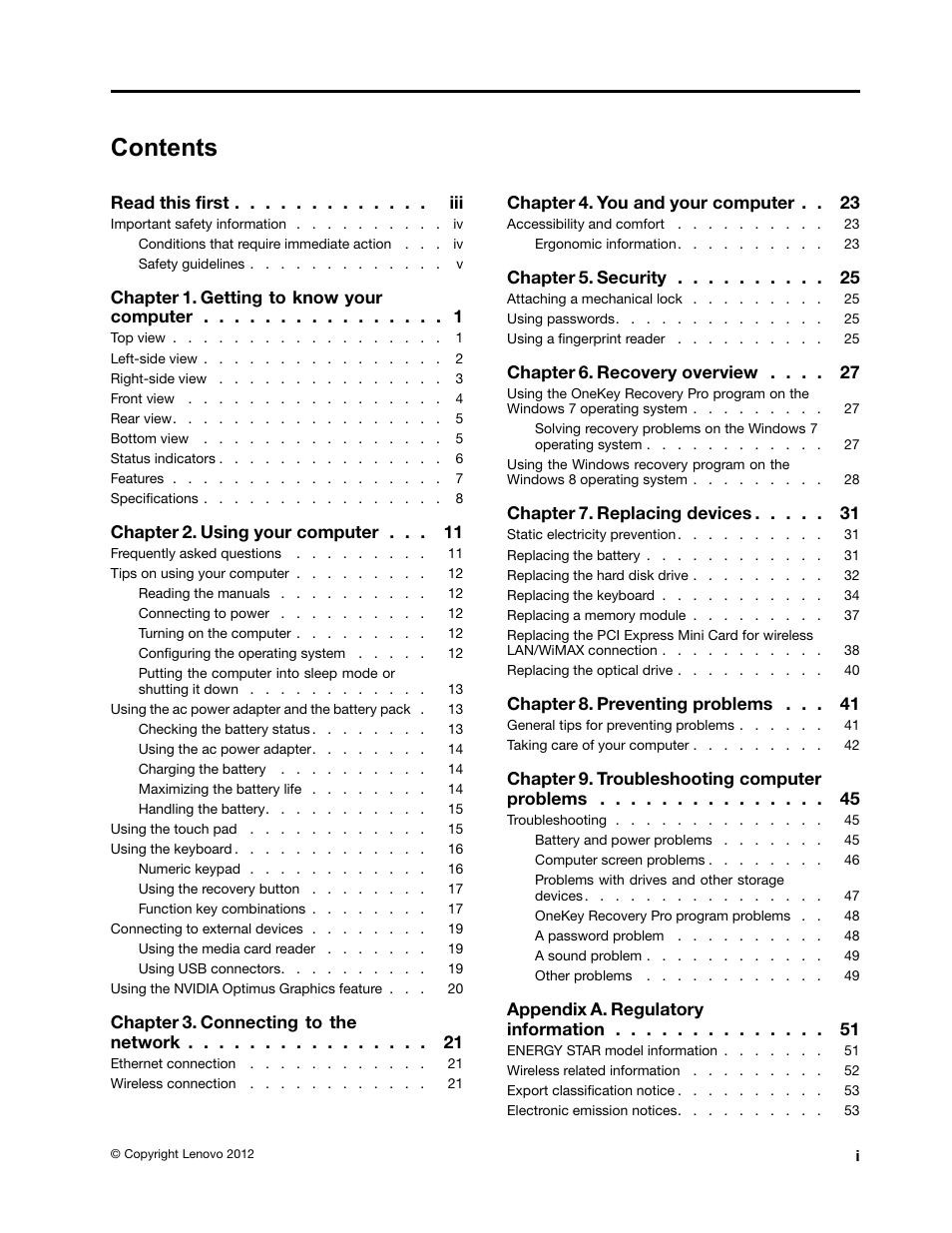 Lenovo E49 Notebook User Manual | Page 3 / 80