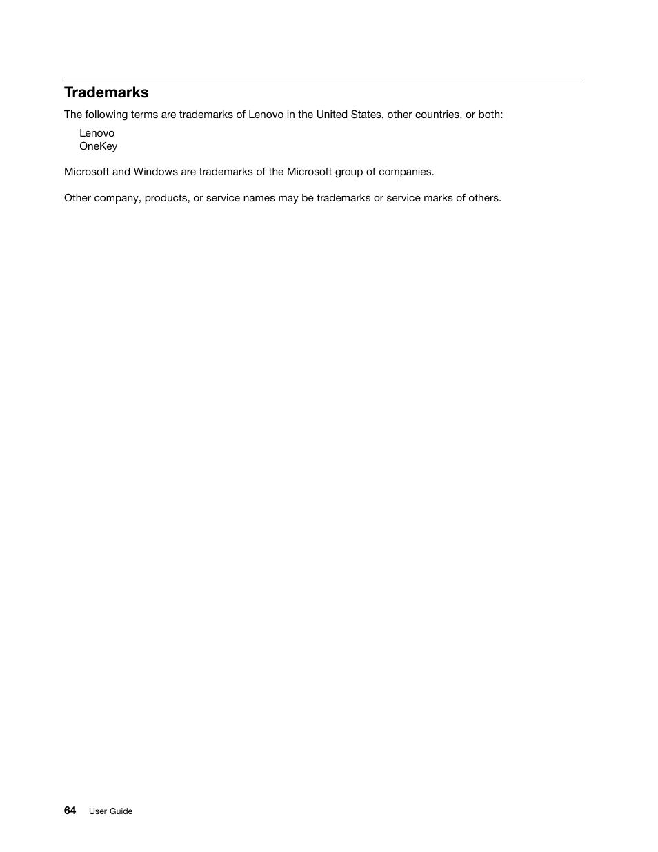 Trademarks | Lenovo E49 Notebook User Manual | Page 78 / 80