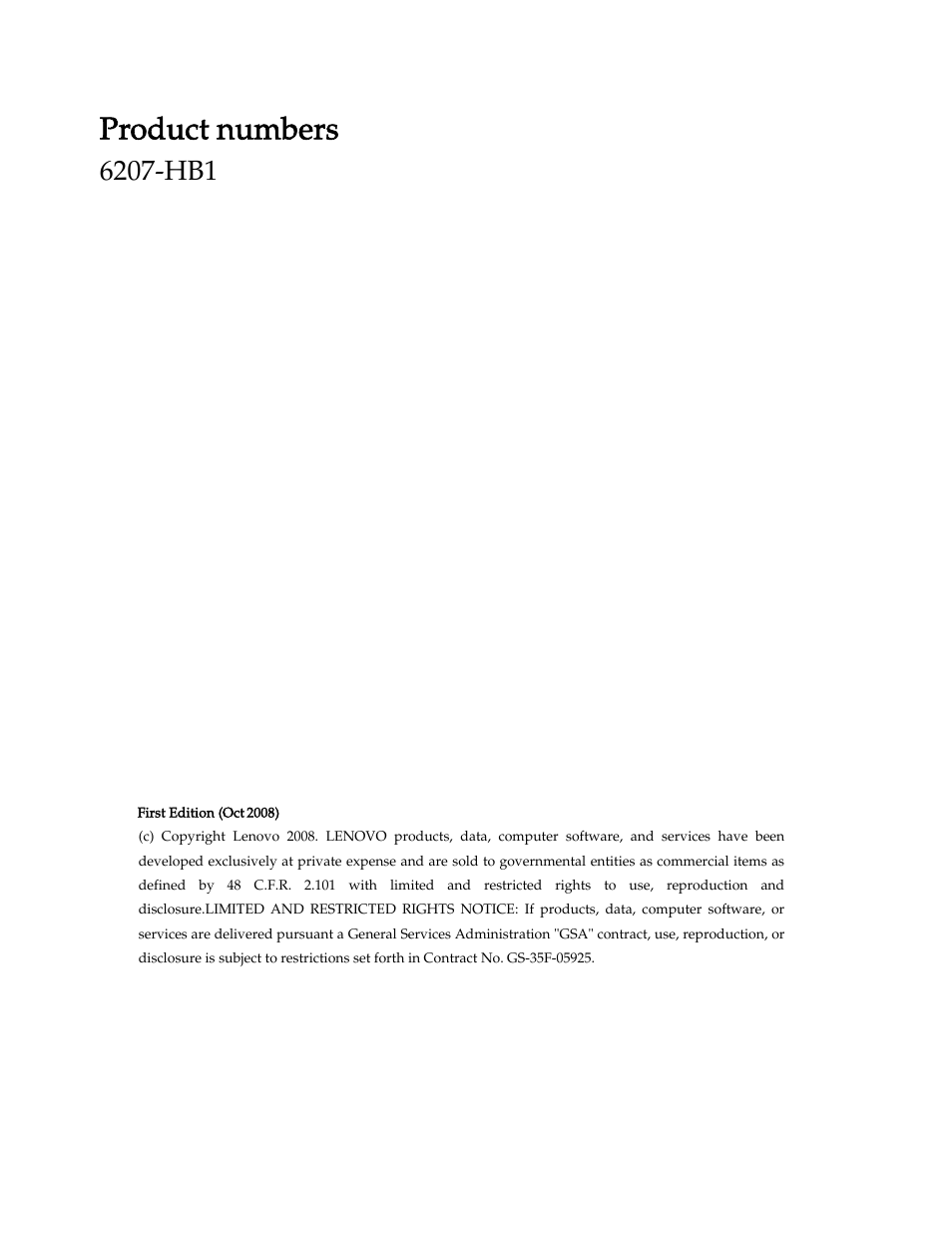 Product numbers | Lenovo D185 Wide LCD Monitor User Manual | Page 2 / 26