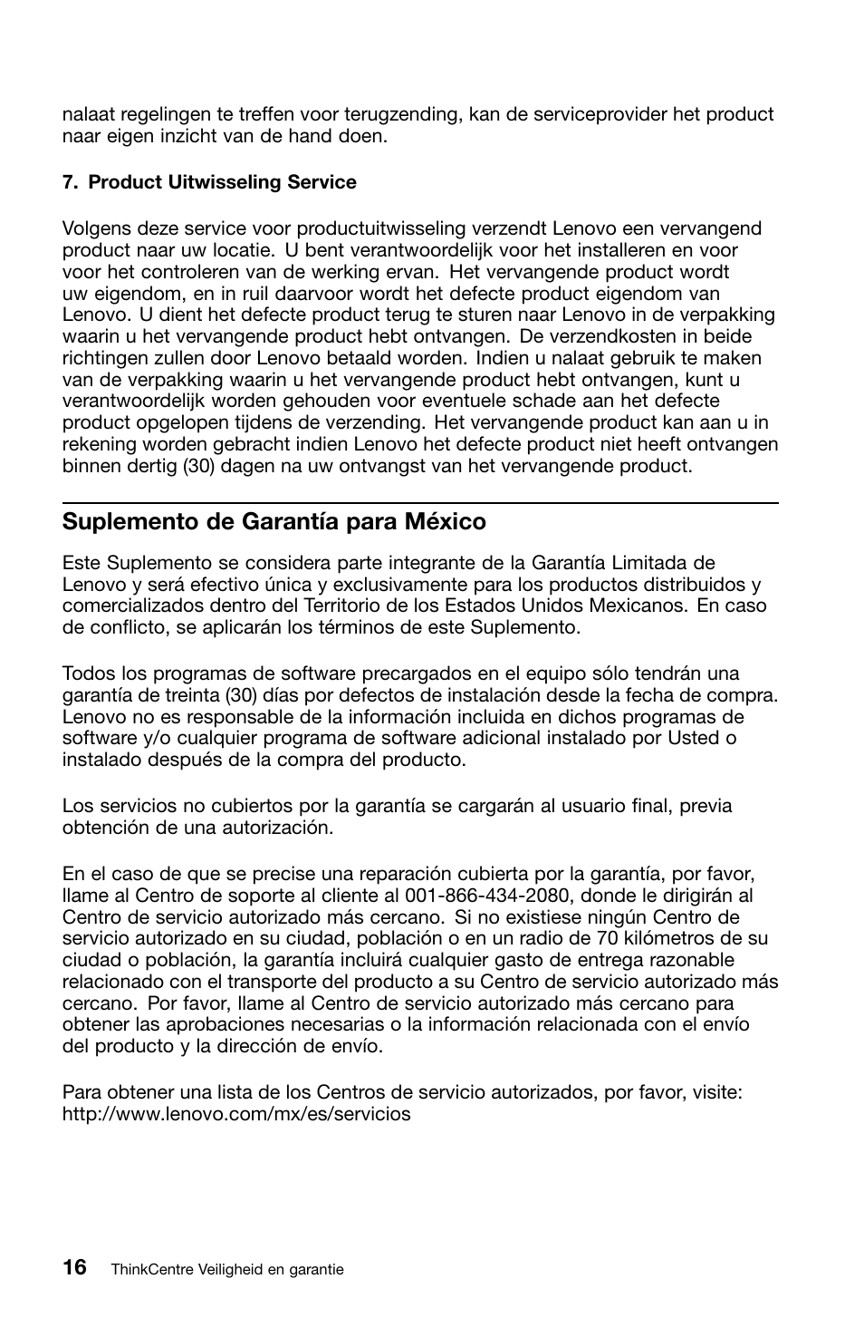 Suplemento de garantía para méxico | Lenovo ThinkCentre Edge 71z User Manual | Page 124 / 176