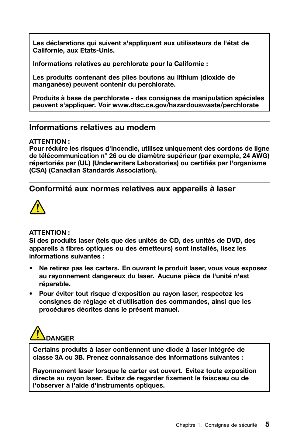 Informations relatives au modem | Lenovo ThinkCentre Edge 71z User Manual | Page 41 / 176