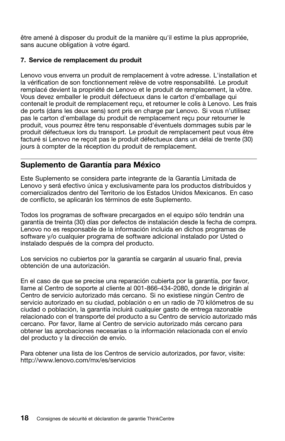 Suplemento de garantía para méxico | Lenovo ThinkCentre Edge 71z User Manual | Page 54 / 176