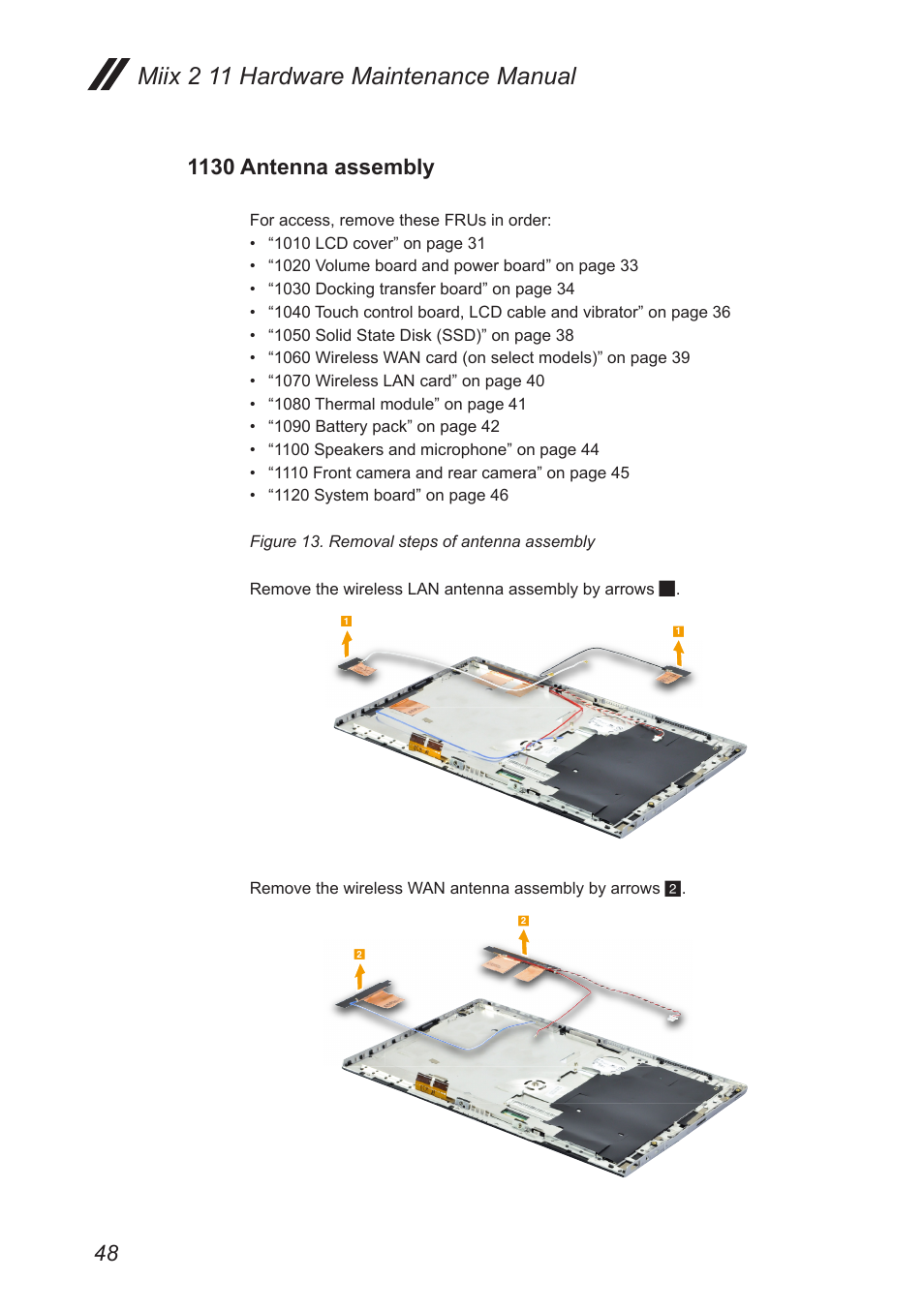 1130 antenna assembly, Miix 2 11 hardware maintenance manual | Lenovo Miix 2 11 Tablet Lenovo User Manual | Page 52 / 69