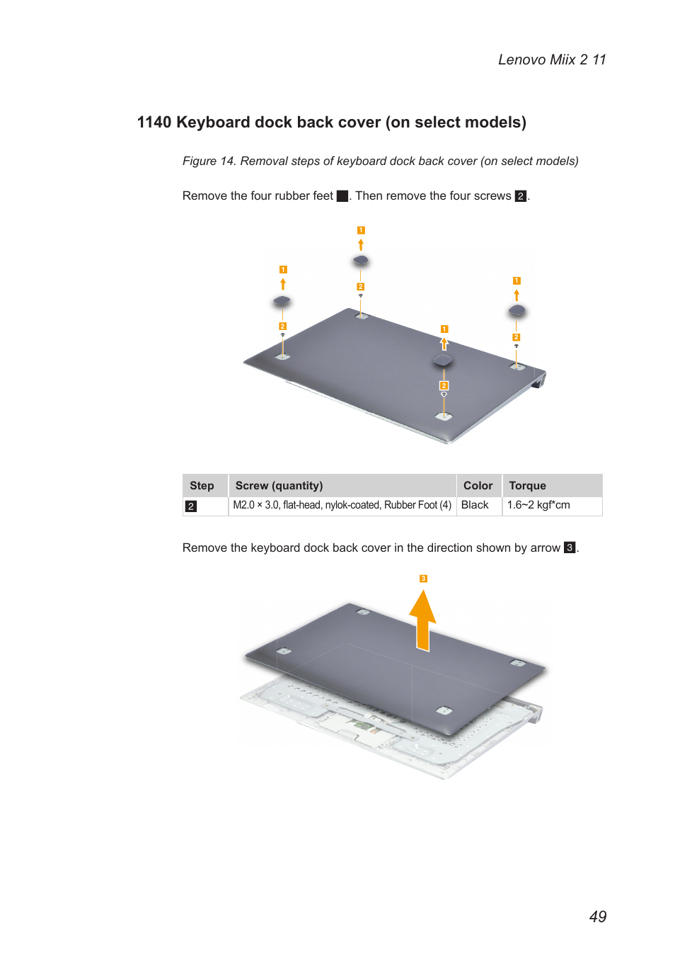 1140 keyboard dock back cover (on select models), 1140 keyboard dock back cover, On select models) | Lenovo miix 2 11 | Lenovo Miix 2 11 Tablet Lenovo User Manual | Page 53 / 69