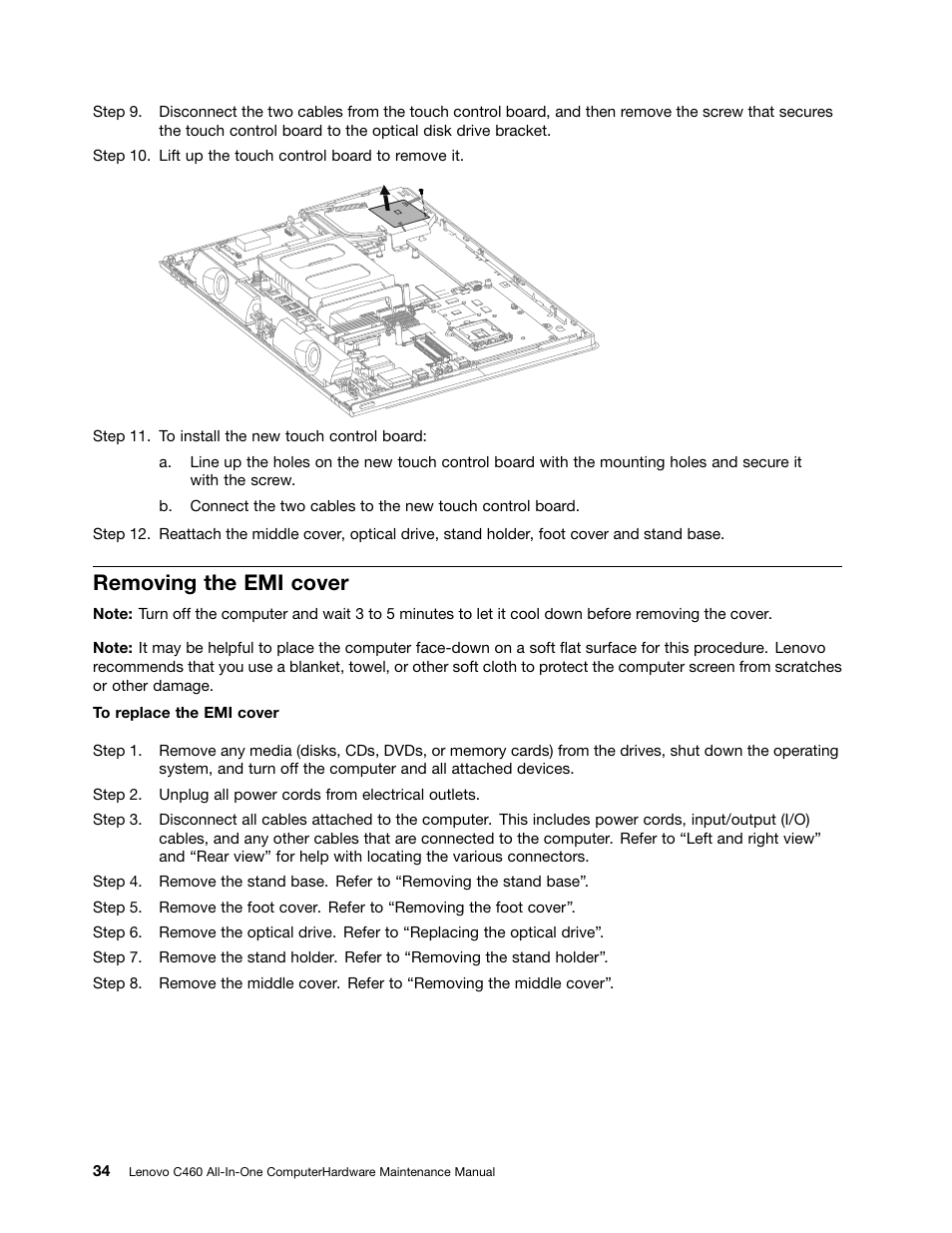 Removing the emi cover | Lenovo C460 All-in-One User Manual | Page 40 / 61