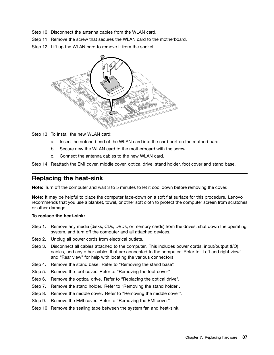 Replacing the heat-sink | Lenovo C460 All-in-One User Manual | Page 43 / 61