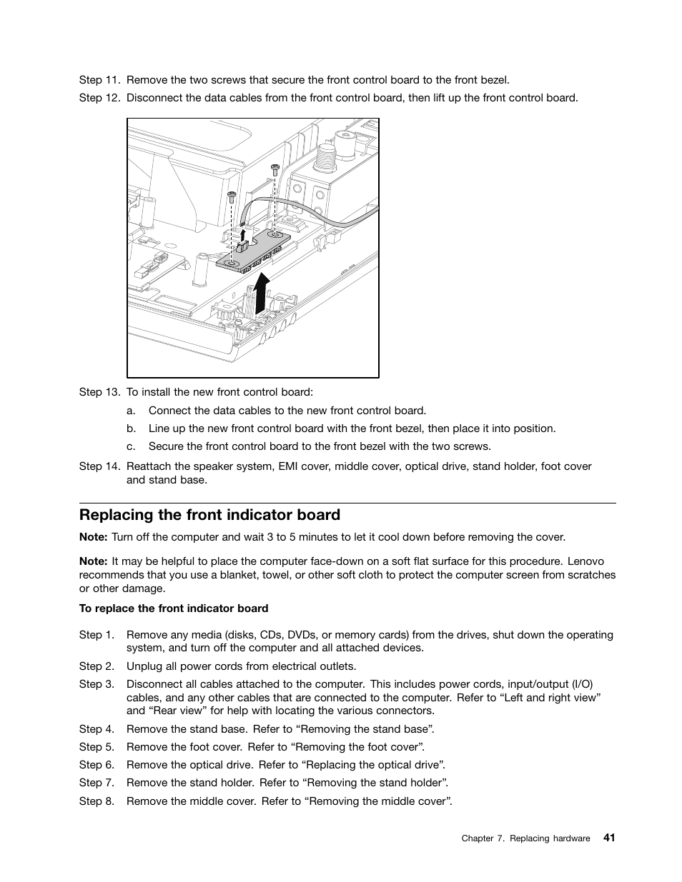 Replacing the front indicator board | Lenovo C460 All-in-One User Manual | Page 47 / 61