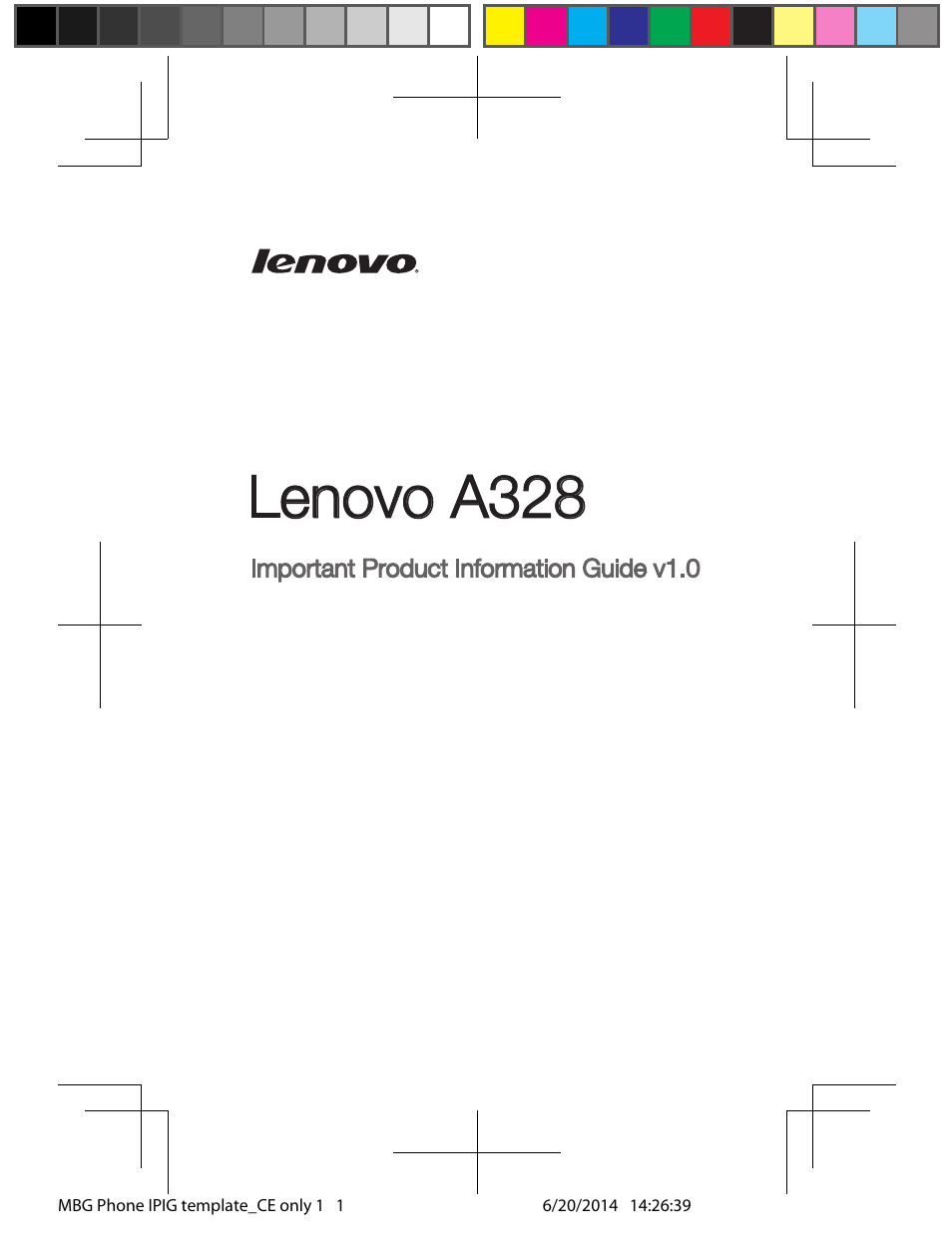 Lenovo A328 Smartphone User Manual | 16 pages