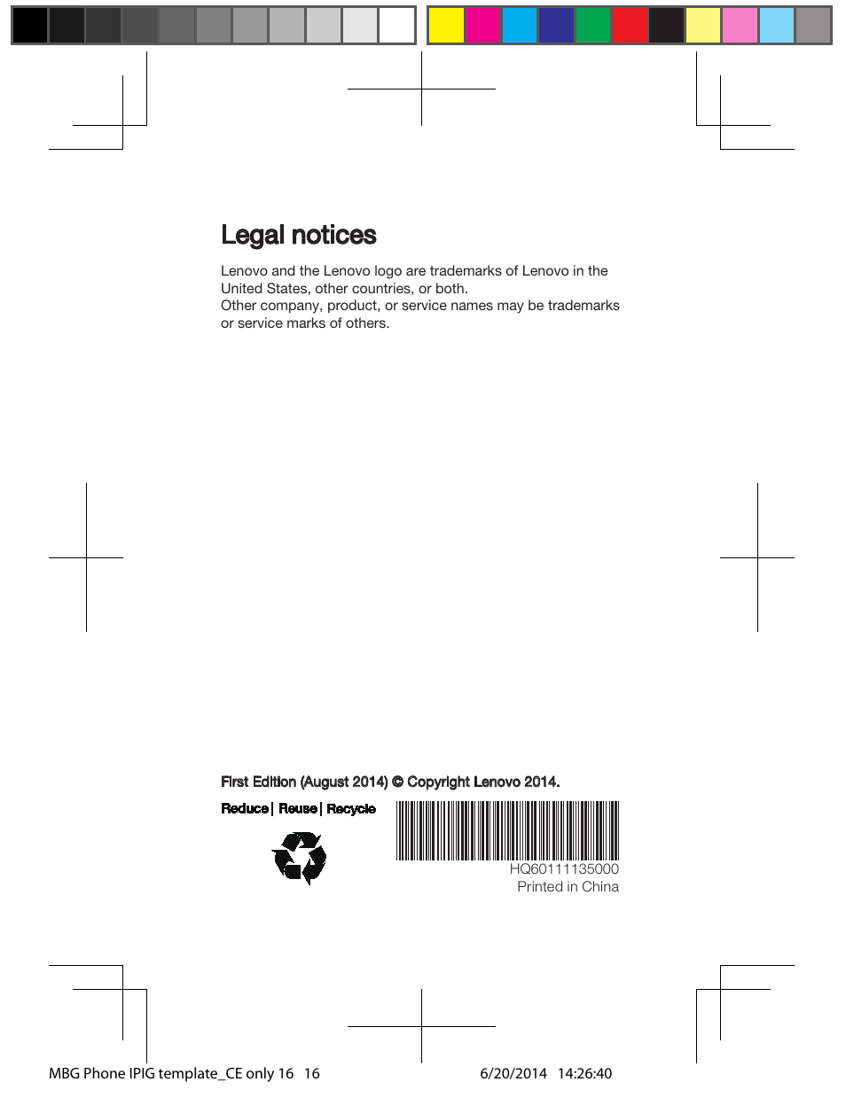 Legal notices | Lenovo A328 Smartphone User Manual | Page 16 / 16