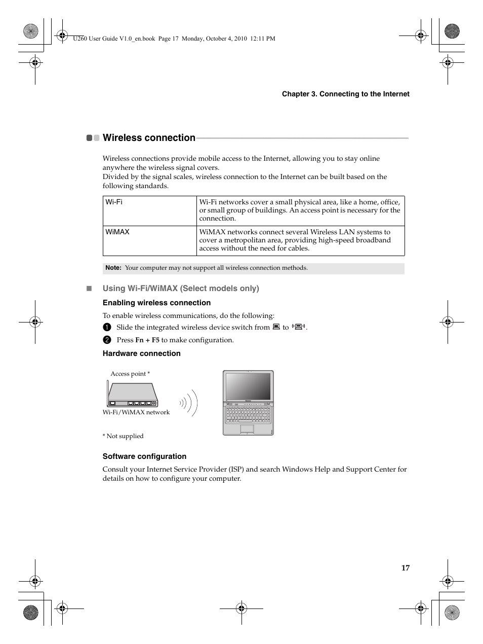 Wireless connection | Lenovo IdeaPad U260 User Manual | Page 21 / 42