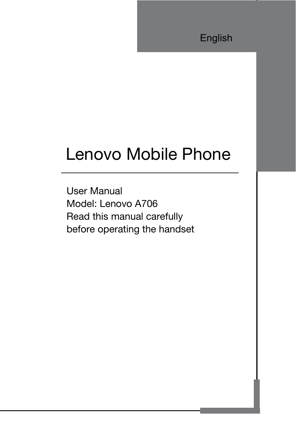 Lenovo A706 Smartphone User Manual | 27 pages