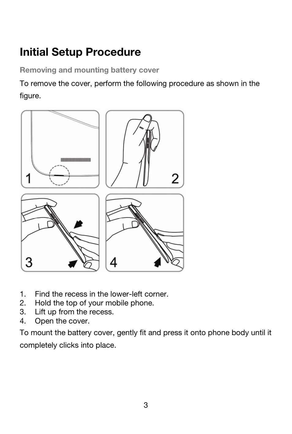 Initial setup procedure | Lenovo A706 Smartphone User Manual | Page 3 / 27