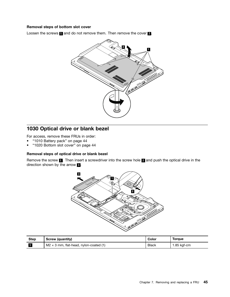 1030 optical drive or blank bezel | Lenovo K49 Notebook User Manual | Page 51 / 100