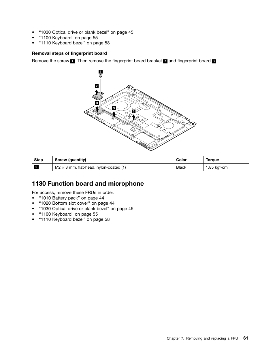 1130 function board and microphone | Lenovo K49 Notebook User Manual | Page 67 / 100