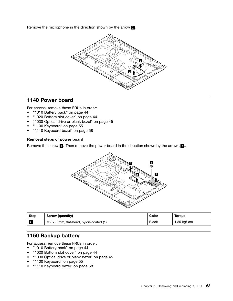 1140 power board, 1150 backup battery | Lenovo K49 Notebook User Manual | Page 69 / 100