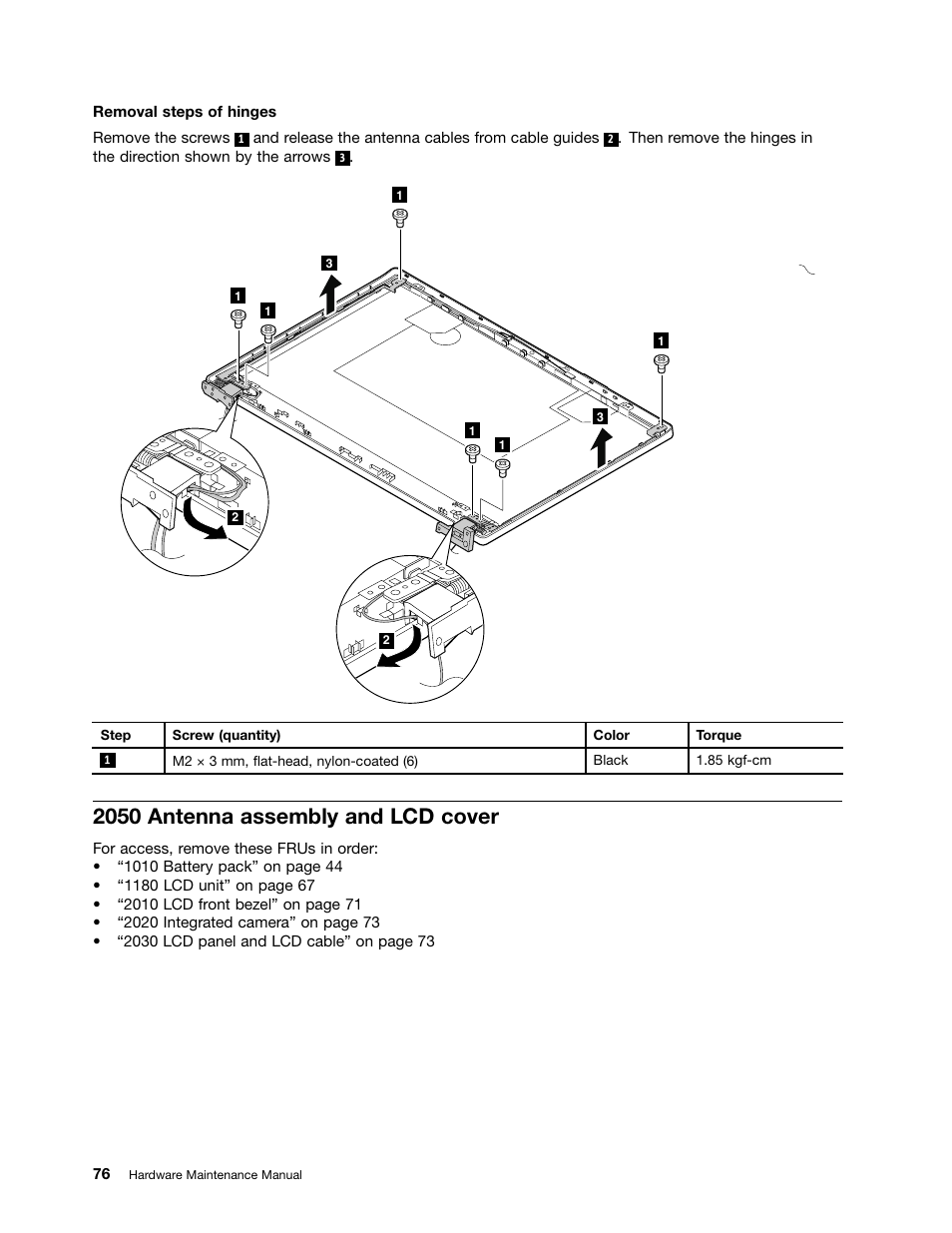 2050 antenna assembly and lcd cover | Lenovo K49 Notebook User Manual | Page 82 / 100