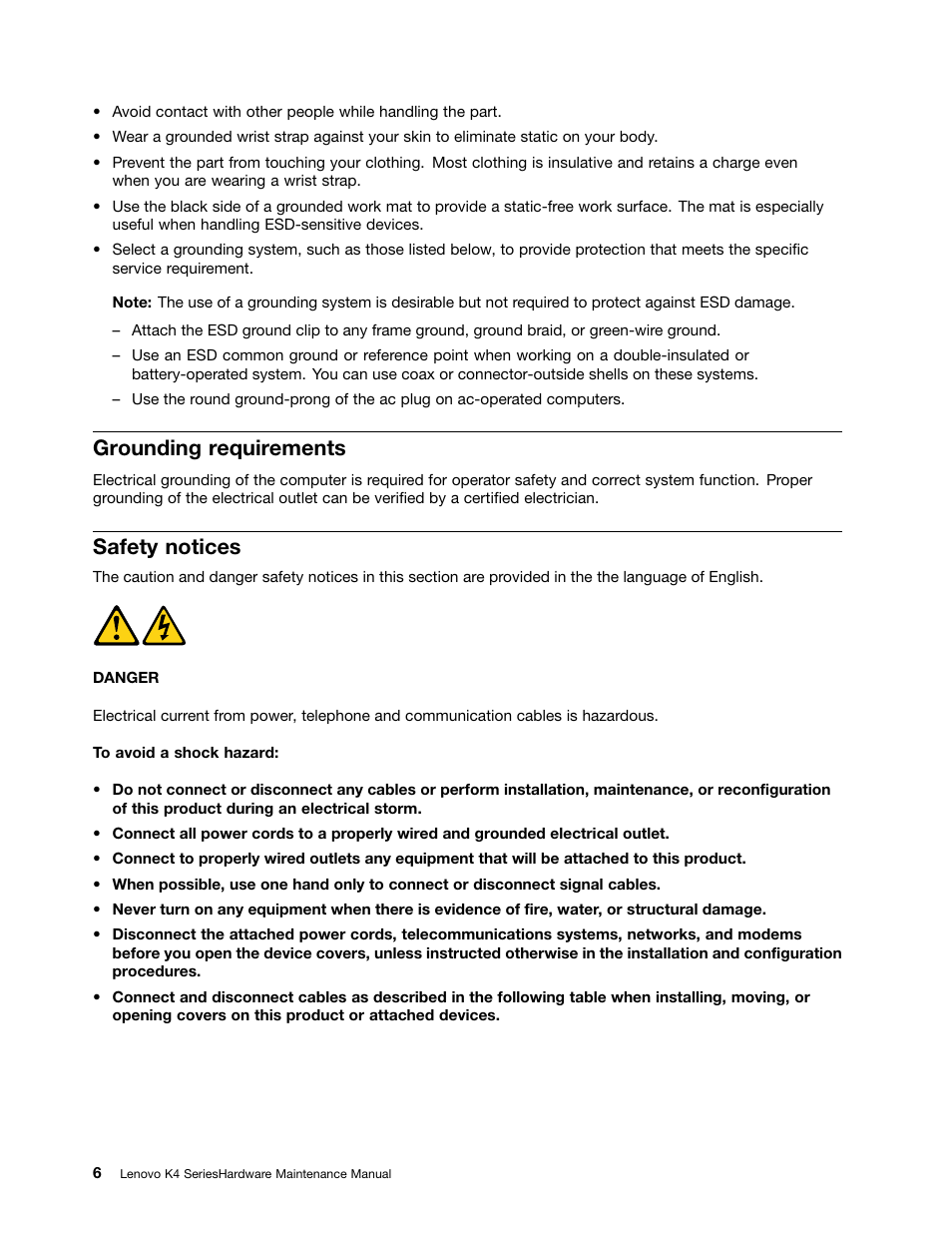 Grounding requirements, Safety notices | Lenovo K450e Desktop User Manual | Page 10 / 49