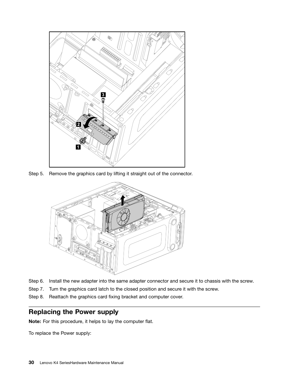 Replacing the power supply | Lenovo K450e Desktop User Manual | Page 34 / 49