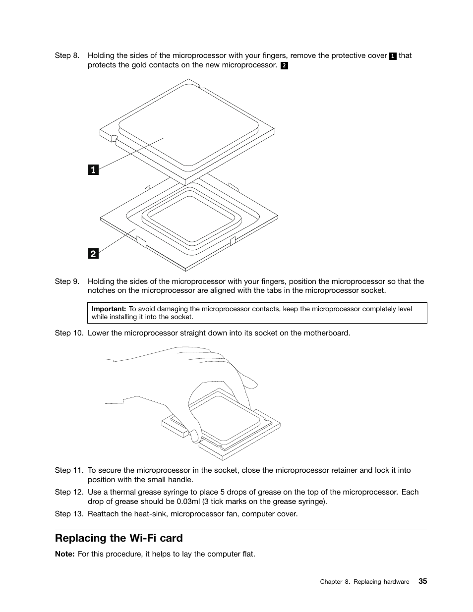 Replacing the wi-fi card | Lenovo K450e Desktop User Manual | Page 39 / 49