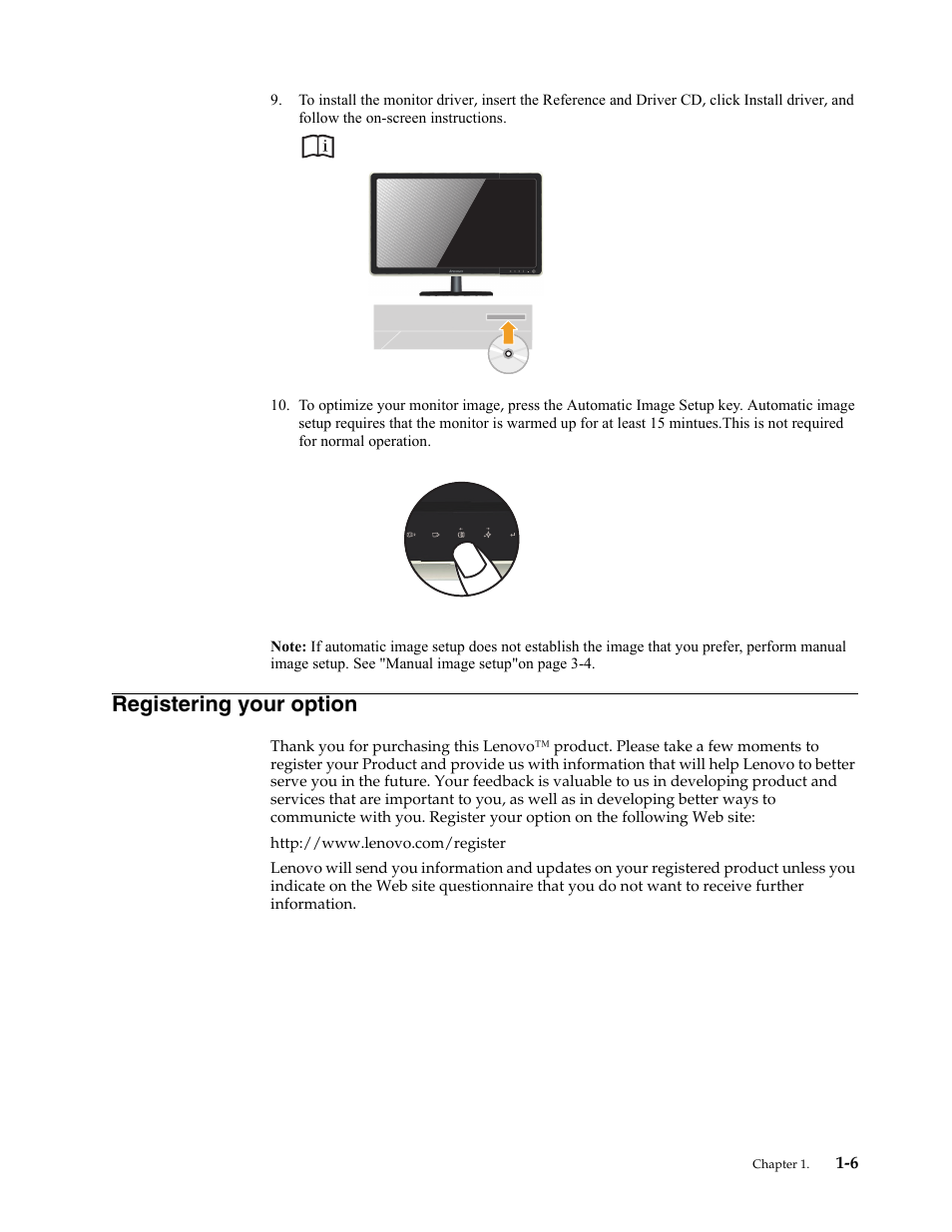 Registering your option, Registering your option -6 | Lenovo LS2421p Wide 23.6in Flat Panel Monitor User Manual | Page 10 / 35