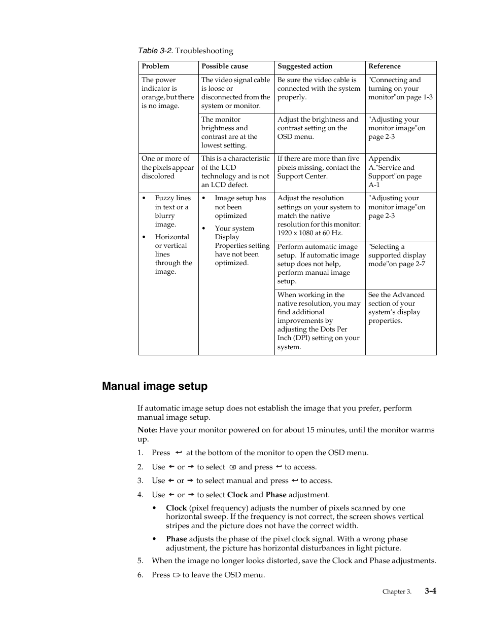 Manual image setup, Manual image setup -4 | Lenovo LS2421p Wide 23.6in Flat Panel Monitor User Manual | Page 24 / 35