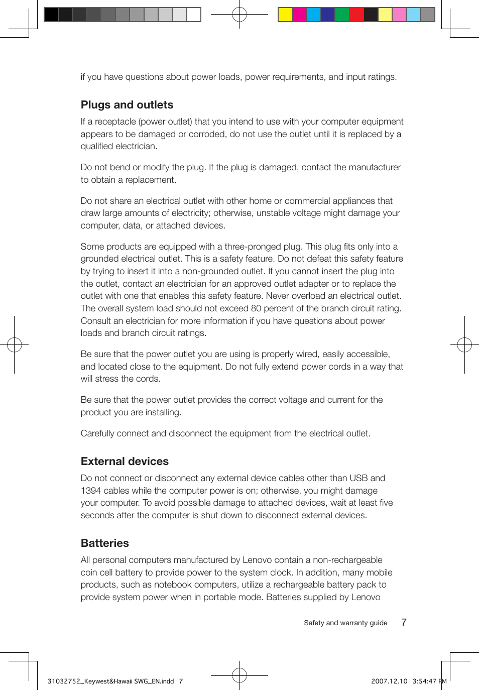 Plugs and outlets, External devices, Batteries | Lenovo IdeaCentre Q200 User Manual | Page 10 / 35