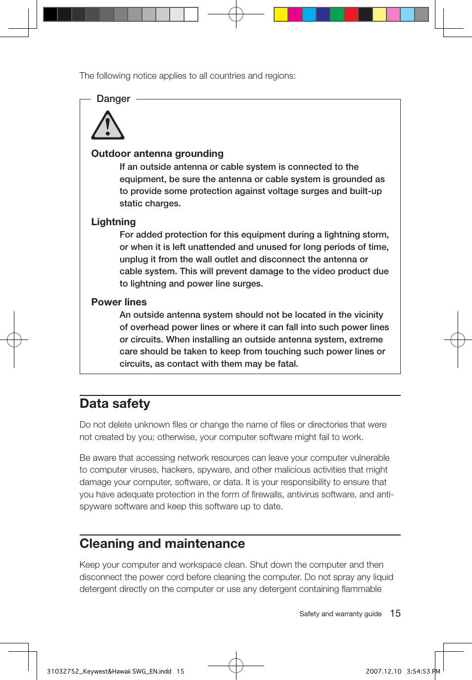 Data safety, Cleaning and maintenance | Lenovo IdeaCentre Q200 User Manual | Page 18 / 35