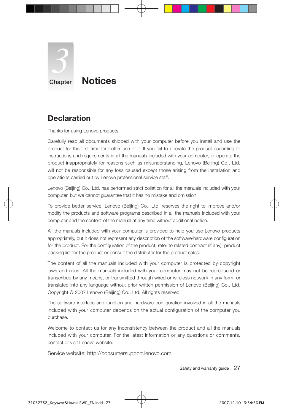 Notices, Declaration | Lenovo IdeaCentre Q200 User Manual | Page 30 / 35