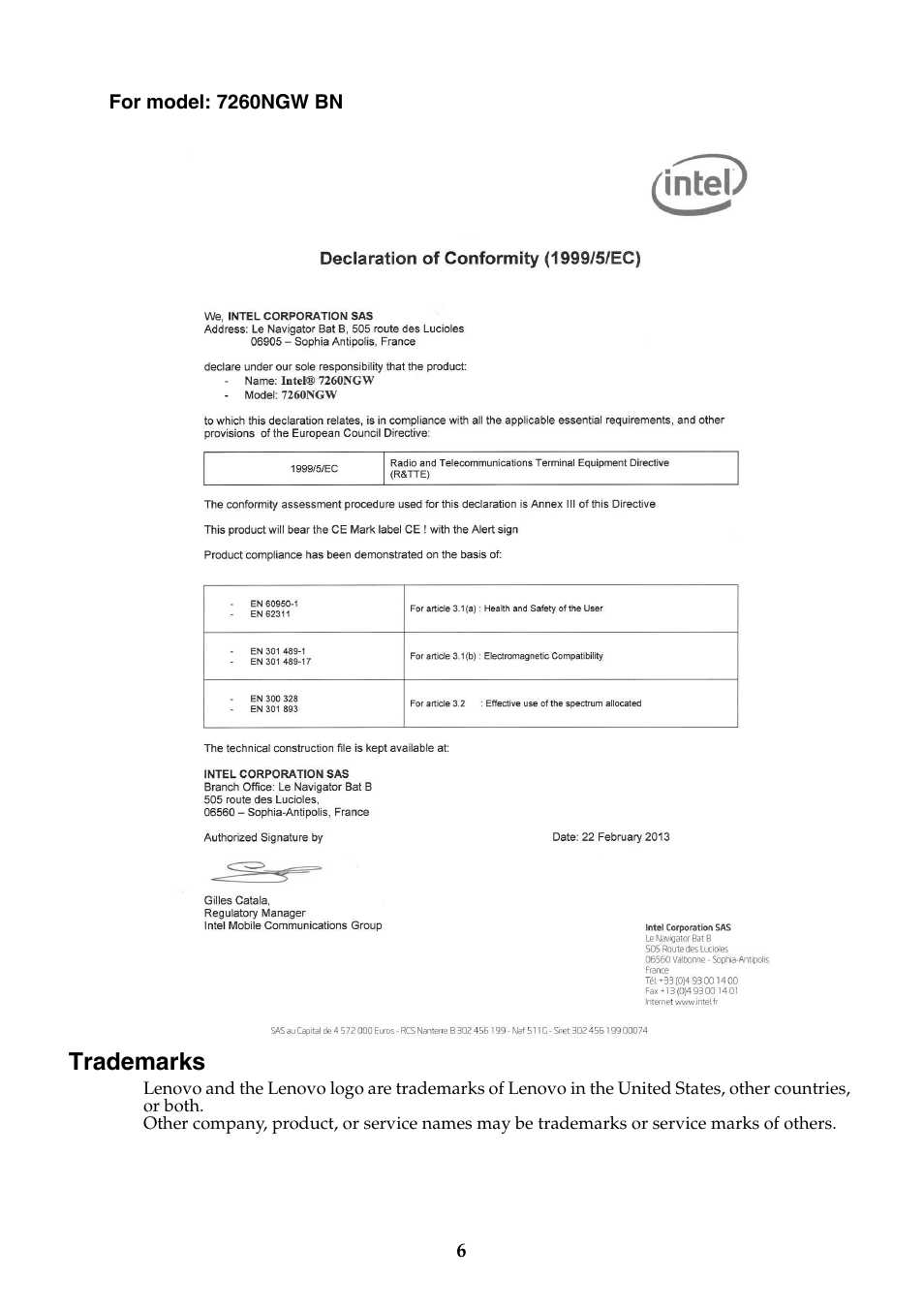 Trademarks | Lenovo Yoga 2 Pro Lenovo User Manual | Page 6 / 6