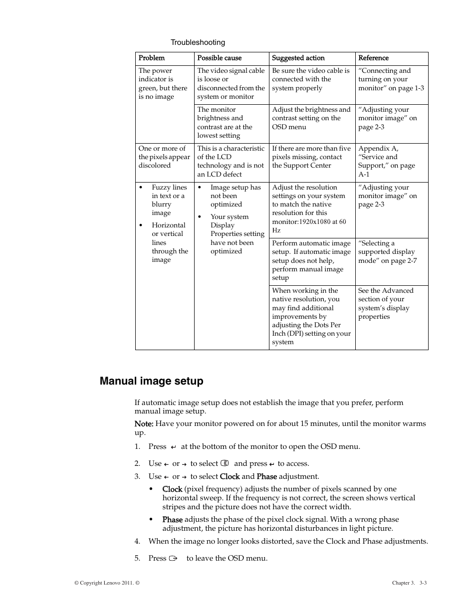 Manual image setup, Manual image setup -4 | Lenovo LS2221 Wide 21.5in Flat Panel Monitor User Manual | Page 19 / 25