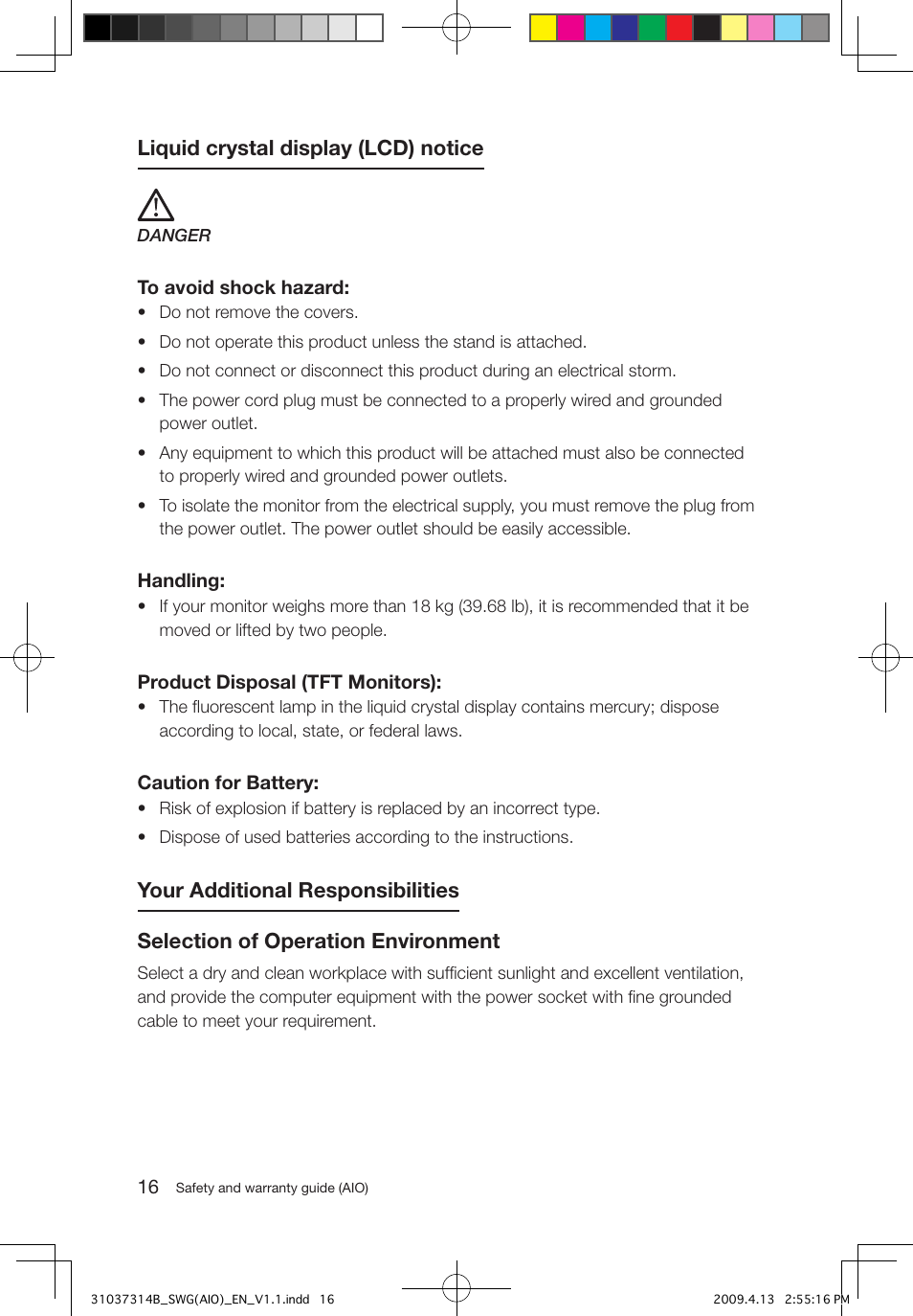 Liquid crystal display (lcd) notice | Lenovo 3000 C305 All-In-One User Manual | Page 21 / 39