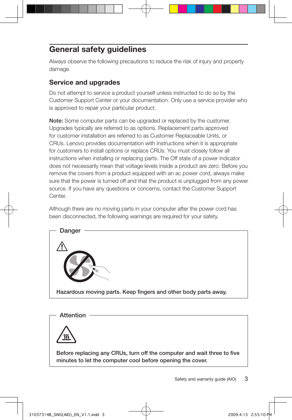 General safety guidelines, Service and upgrades | Lenovo 3000 C305 All-In-One User Manual | Page 8 / 39