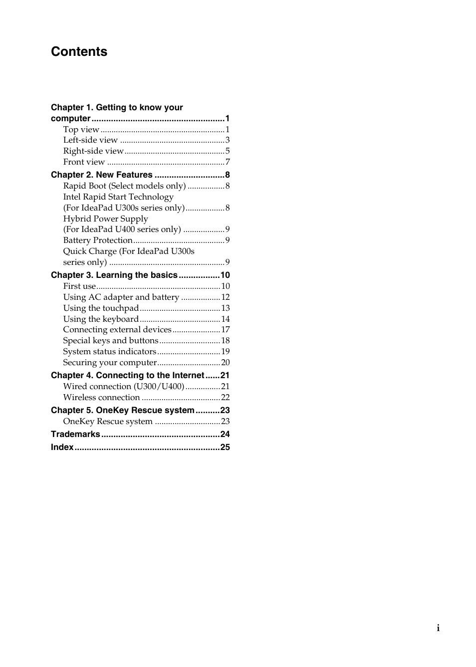 Lenovo IdeaPad U400 User Manual | Page 3 / 31