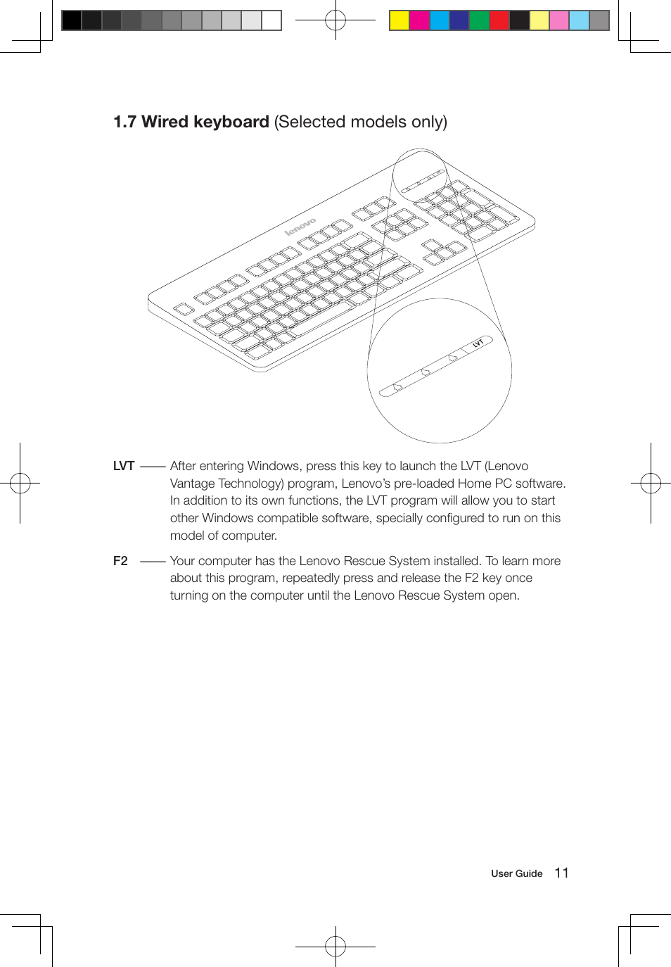 7 wired keyboard (selected models only) | Lenovo IdeaCentre B320 User Manual | Page 16 / 53
