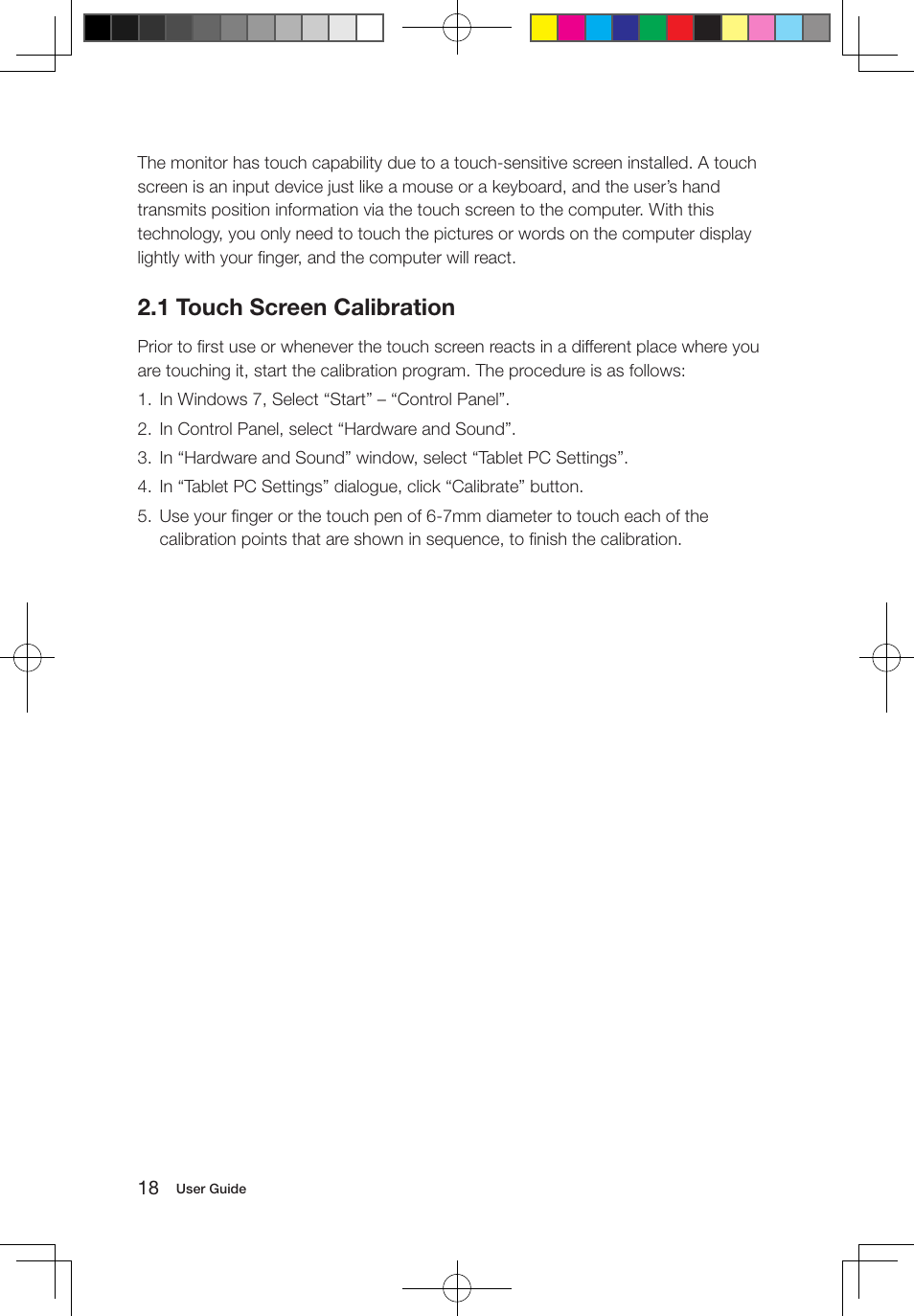 1 touch screen calibration | Lenovo IdeaCentre B320 User Manual | Page 23 / 53