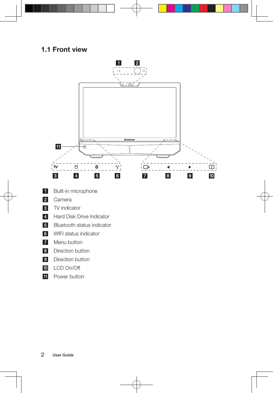 1 front view | Lenovo IdeaCentre B320 User Manual | Page 7 / 53