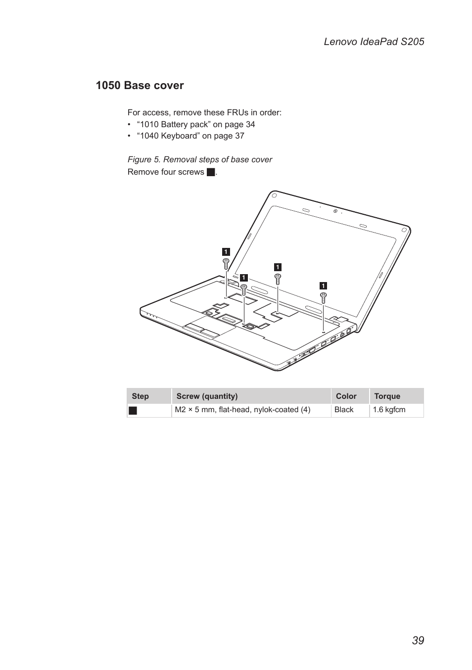 1050 base cover, Lenovo ideapad s205 | Lenovo IdeaPad S205 User Manual | Page 43 / 81