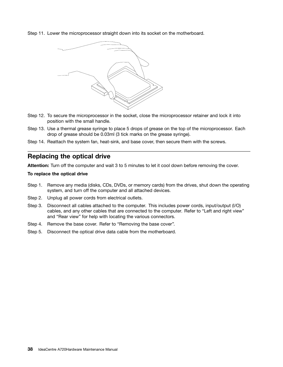 Replacing the optical drive | Lenovo IdeaCentre A720 User Manual | Page 44 / 75