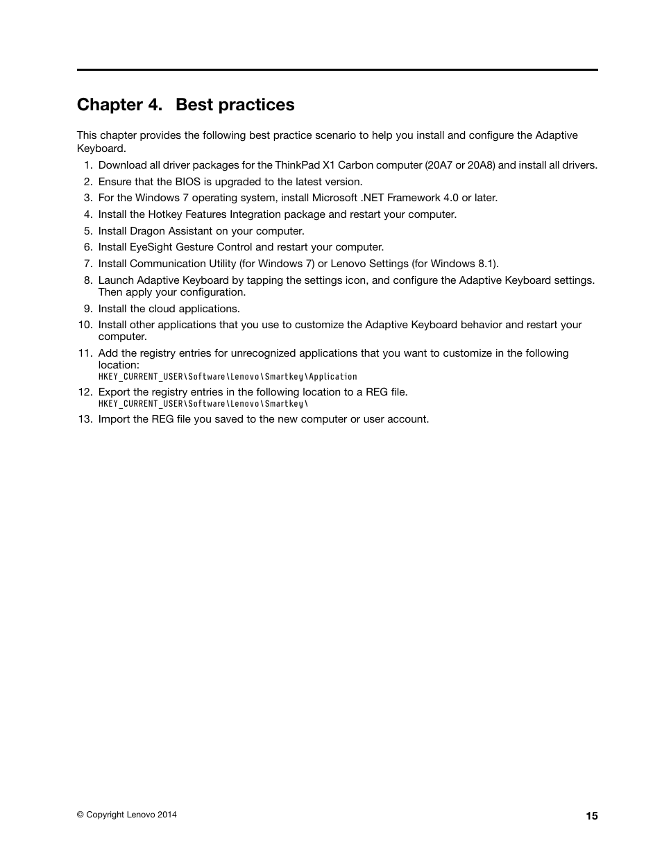 Chapter 4. best practices | Lenovo ThinkPad X1 Carbon Type 20A7 20A8 User Manual | Page 21 / 26