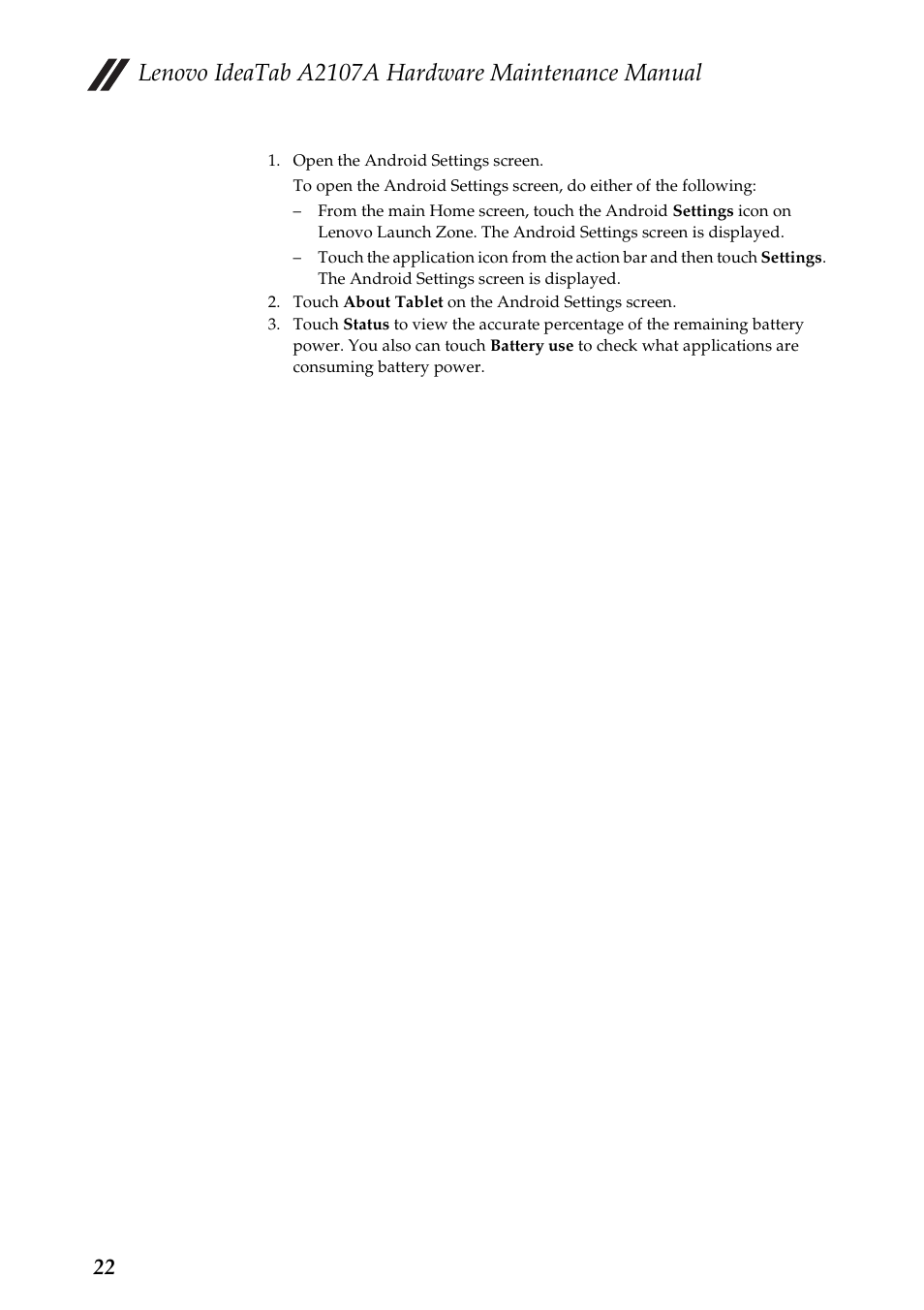Lenovo ideatab a2107a hardware maintenance manual | Lenovo A2107 Tablet User Manual | Page 26 / 53