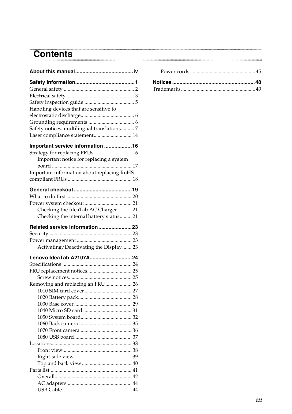 Lenovo A2107 Tablet User Manual | Page 3 / 53