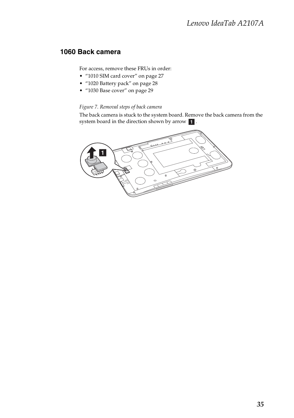 1060 back camera, Lenovo ideatab a2107a | Lenovo A2107 Tablet User Manual | Page 39 / 53