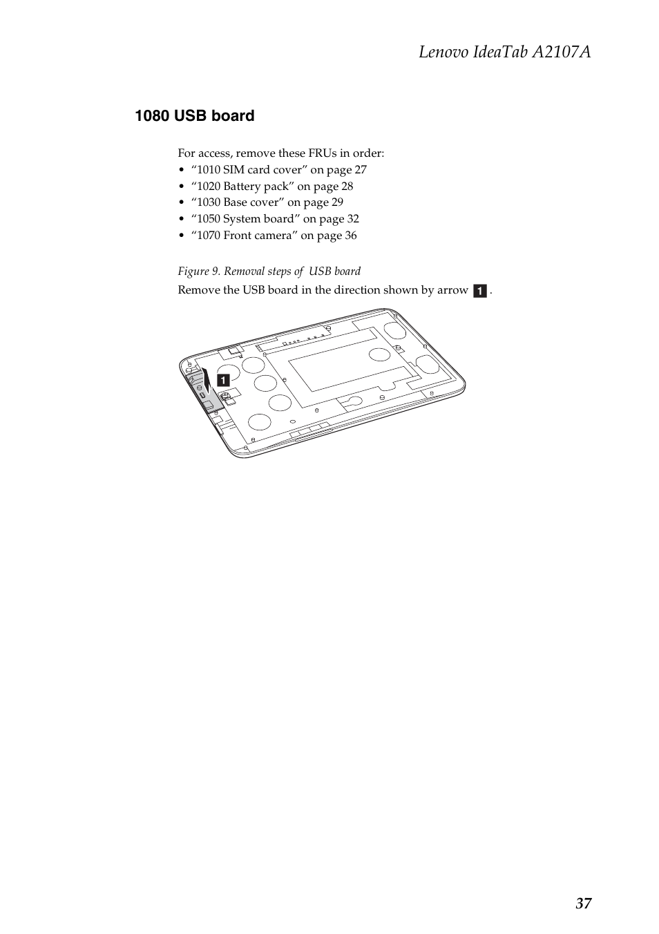 1080 usb board, Lenovo ideatab a2107a | Lenovo A2107 Tablet User Manual | Page 41 / 53