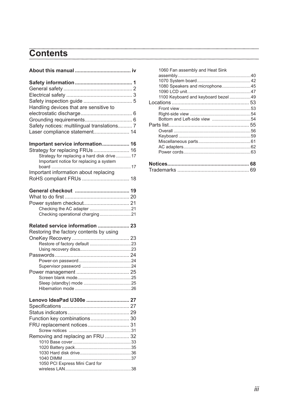 Lenovo IdeaPad U300e User Manual | Page 3 / 73